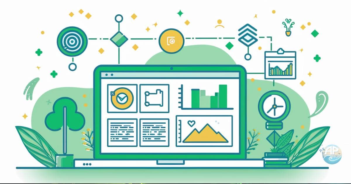 Visual depiction of evergreen content for a freedom business, featuring timeless resources and symbols of growth.