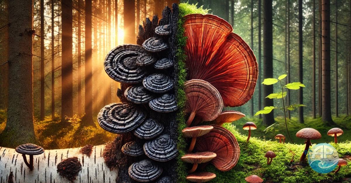 Chaga Mushroom vs Reishi - Understanding the Differences in a Natural Forest Setting