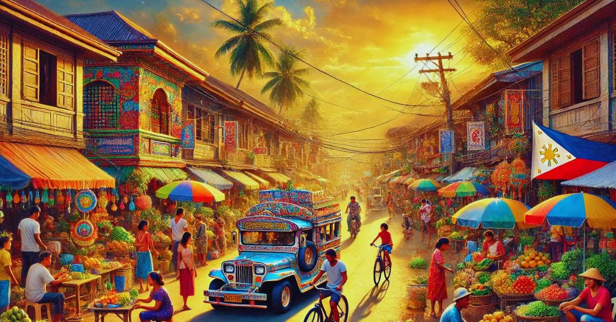 A bustling Filipino street scene showcasing everyday life, reflecting the essence of living in Cagayan de Oro for expats.