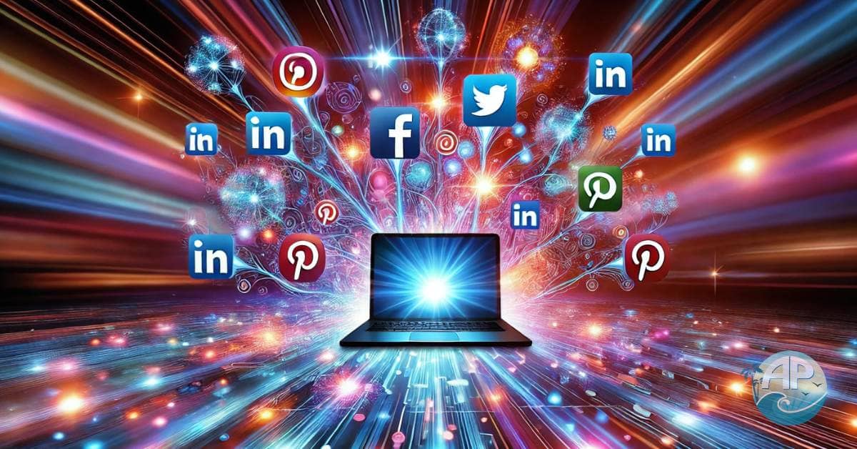 Leverage Social Media for Blog Growth – Icons and Laptop